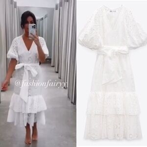 ZARA BELTED EMBROIDERED DRESS